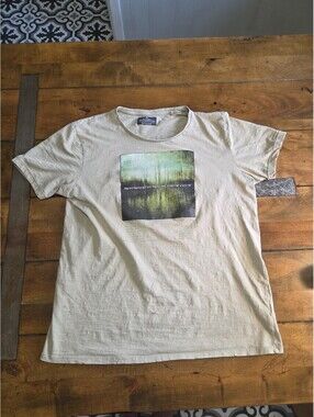 Renoir Mens Graphic T Shirt XL Be Yourself Quote Abstract Nature Forest Gorpcore